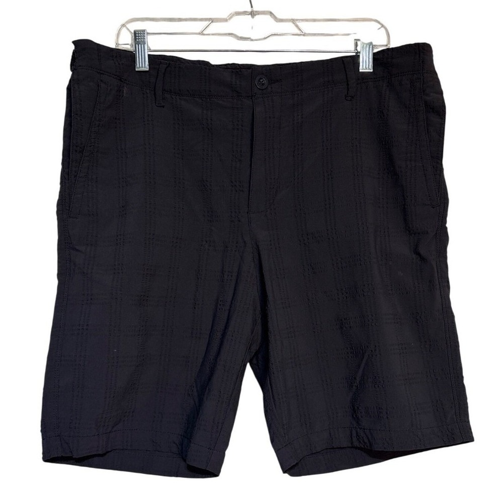 Tommy Bahama Mens Black Textured Grid Stretch Flat Front Shorts‎ Size 36